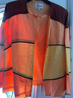 Orange & Brown Colorblock Women's Skirt
